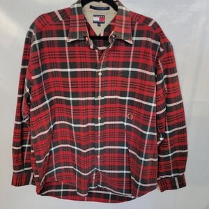 Tommy Hilfiger Men’s Red Plaid Button-Down Shirt